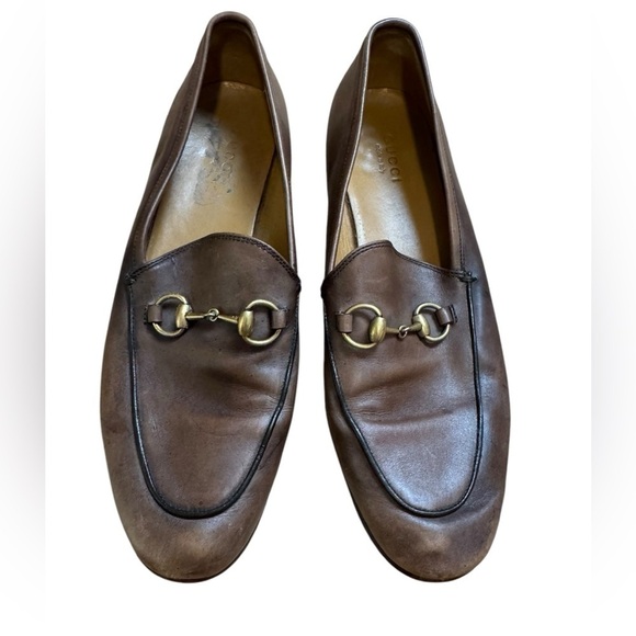 GUCCI Jordaan Brown Leather Horse-bit Loafers Size 37.5 - Picture 8 of 9